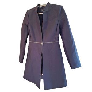 BCBGMAXAZRIA Arelia Zip Waist A-Line Essential Jacket Black Coat Cotton Silk S